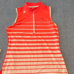 Adidas Coral and White Striped golf Sleeveless Top size medium